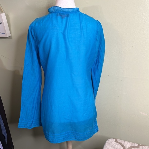Hale Bob Cabana cotton silk Embroidered Sequin tunic cover-up blouse Size Small - Picture 3 of 14